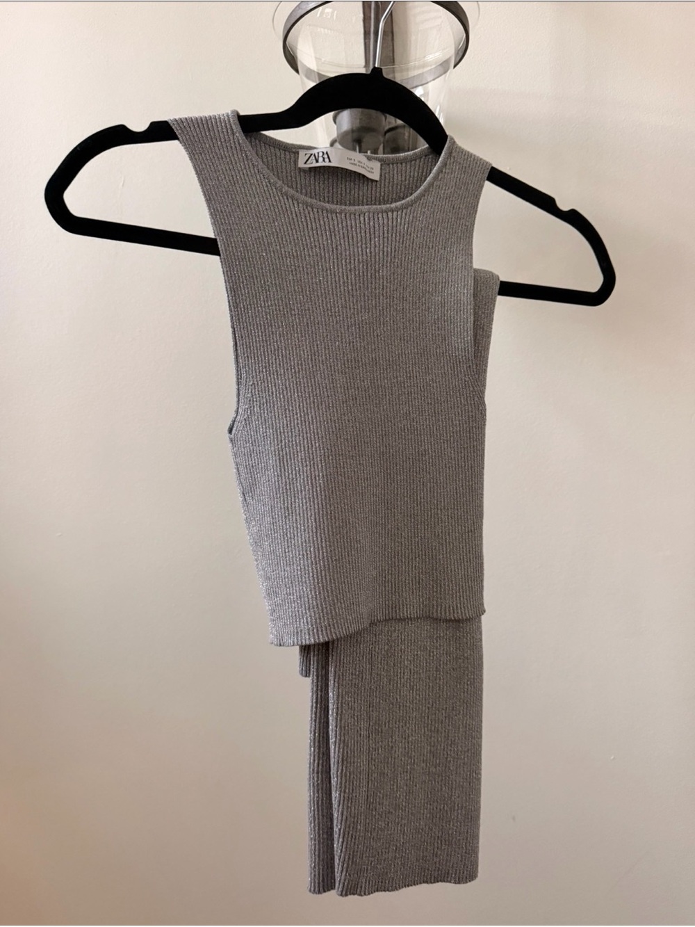 Zara Silver Tank & Skirt Matching Set